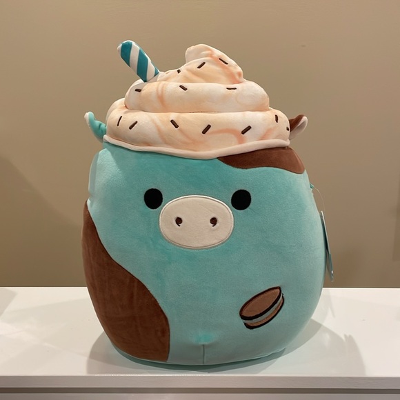 NWT 12” Ingeborg the Mint Chocolate Milkshake Cow Squishmallow -Crossover Squad2 - Picture 1 of 5